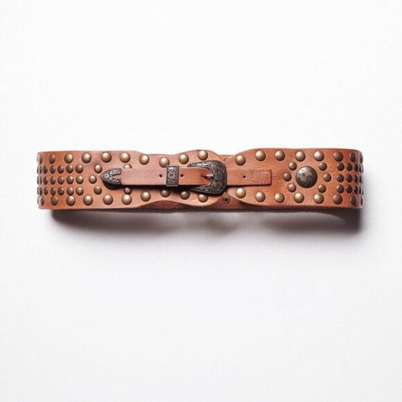 Free People Denver Wide Leather Studded Belt - Picture 1 of 8
